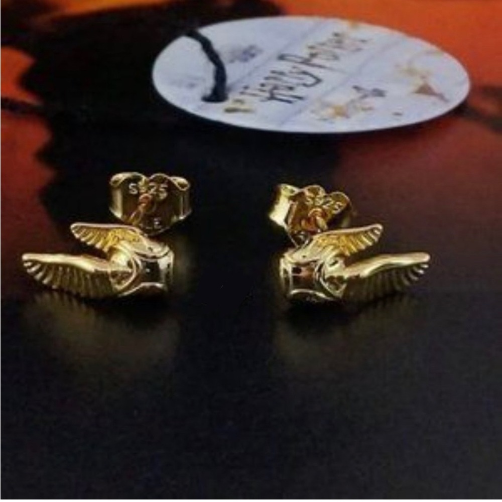 Pandora 925 Sterling Silver Golden Snitch Earrings Women’s Ear Pin Fine Jewelry - Picture 3 of 16
